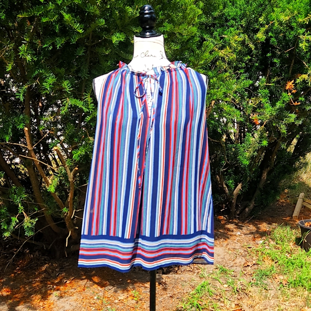 Max Studio Vertical Striped Multicolor Sleeveless… - image 1